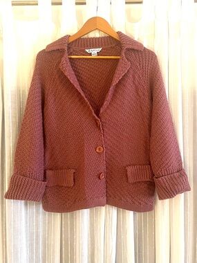 April Cornell Rosewood Knit Collared Cardigan